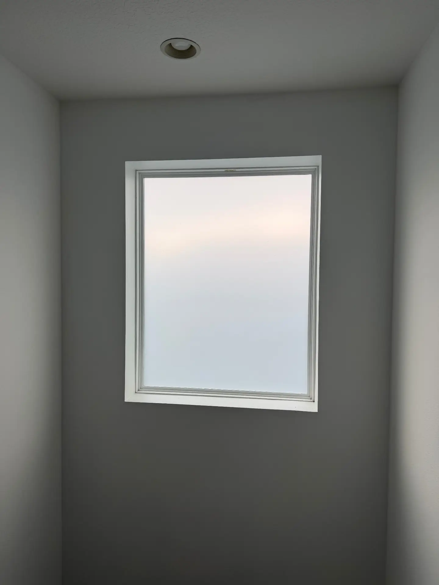 Summit Window Tinting residential install — Bath window · privacy frost film